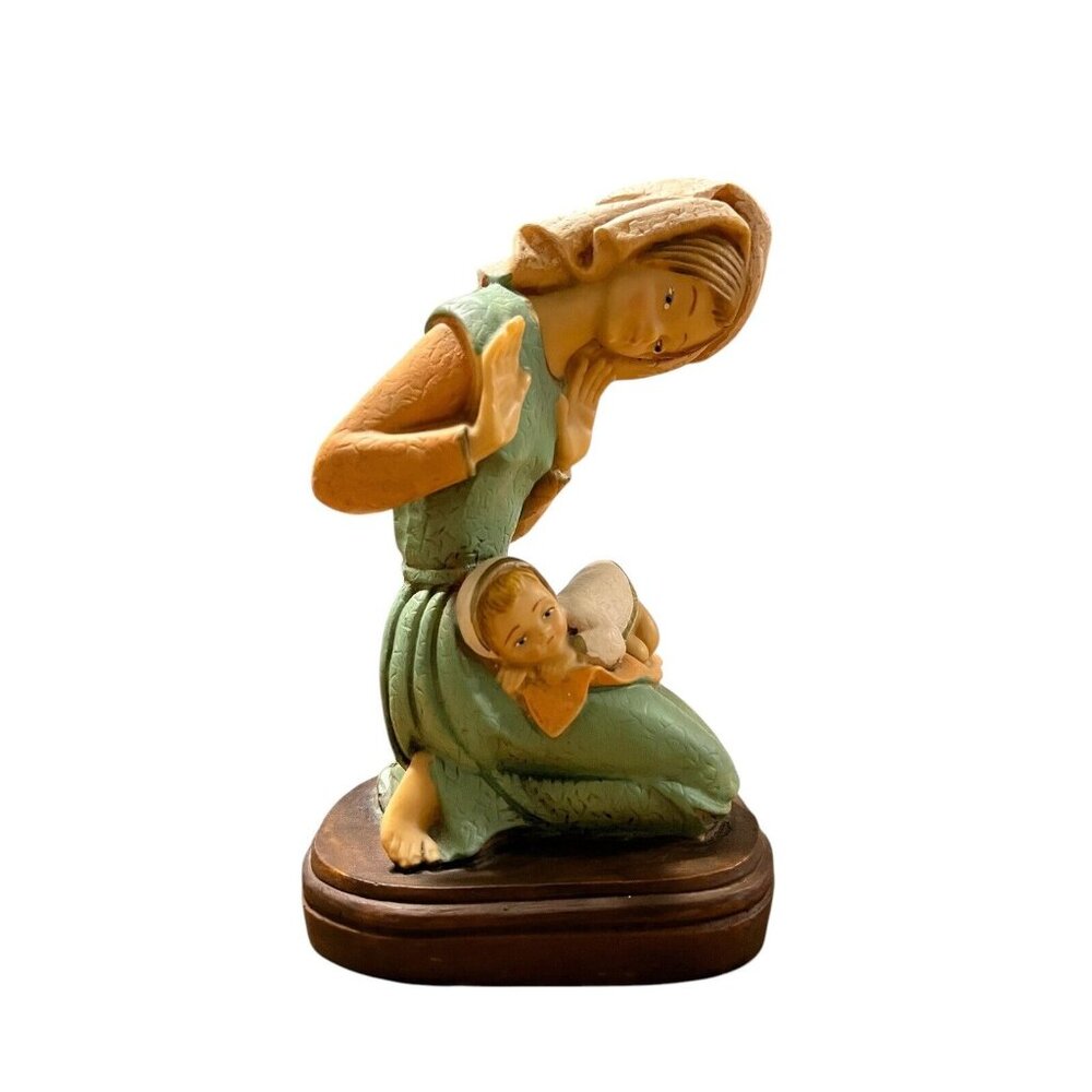 Virgin Mary w/child Jesus Figurine hand painted statue RR Roman figure Italy
